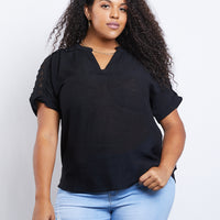 Curve Lightweight Woven Tee Plus Size Tops -2020AVE