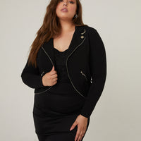 Curve Lightweight Zip Up Jacket Plus Size Outerwear -2020AVE