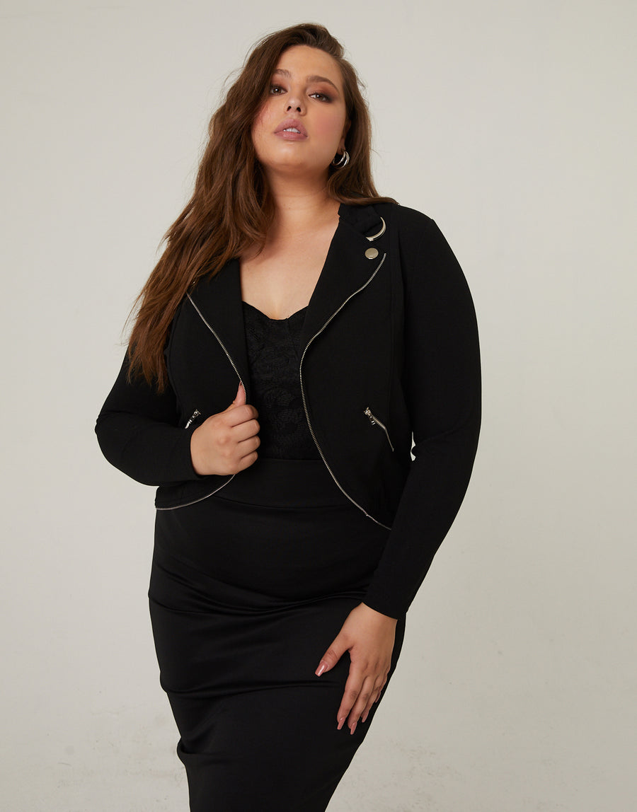 Curve Lightweight Zip Up Jacket Plus Size Outerwear -2020AVE