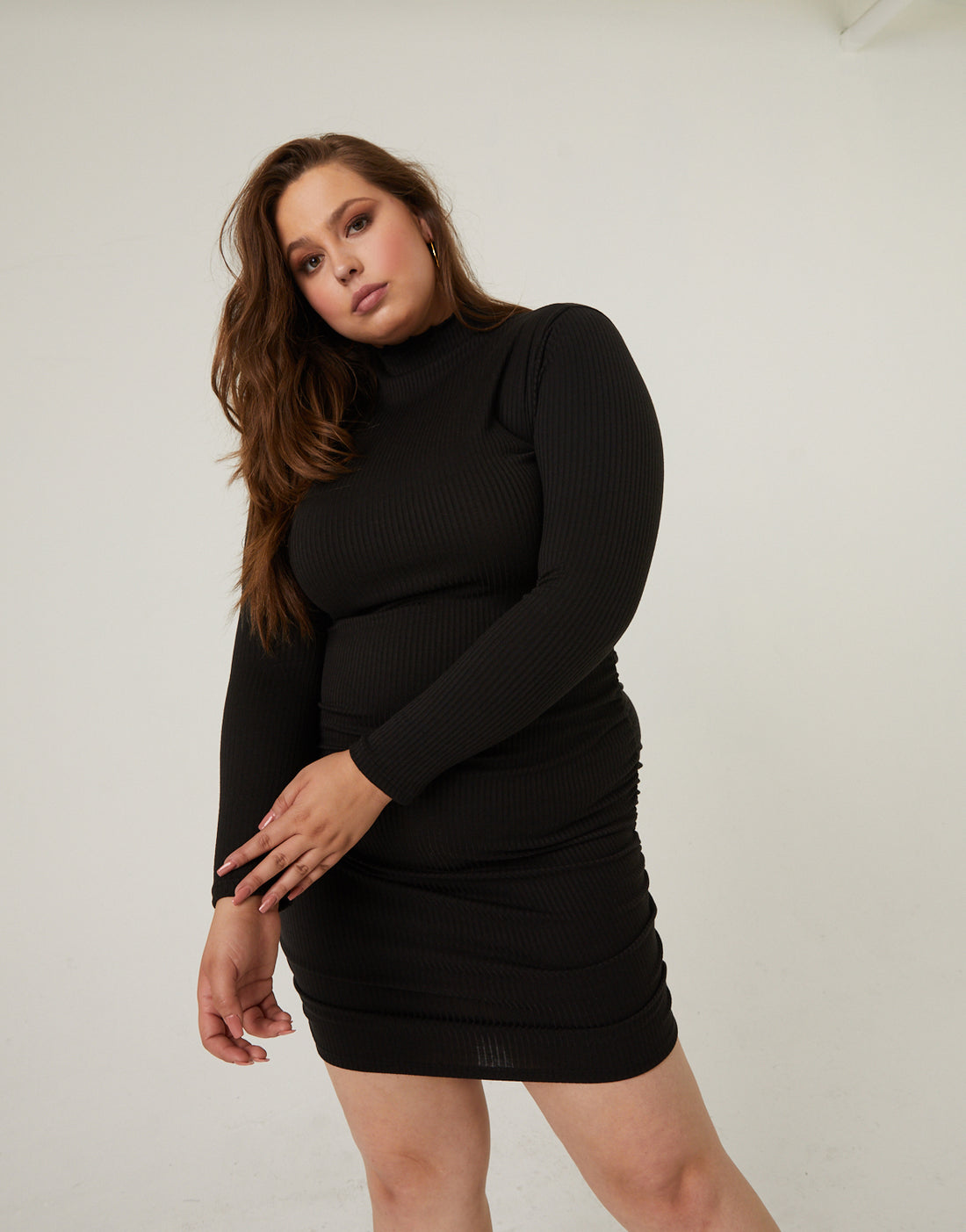 Curve Mock Neck Bodycon Dress Plus Size Dresses -2020AVE