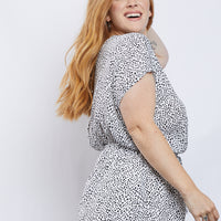 Curve Marina Dotted Romper Plus Size Rompers + Jumpsuits White 1XL -2020AVE