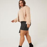 Curve Checkered Patterned Skort Plus Size Bottoms -2020AVE