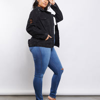 Curve Morgan Distressed Denim Jacket Plus Size Outerwear -2020AVE