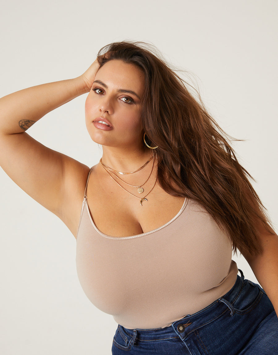 Curve Must-Have Cami Tank Plus Size Tops Light Mocha 1XL -2020AVE