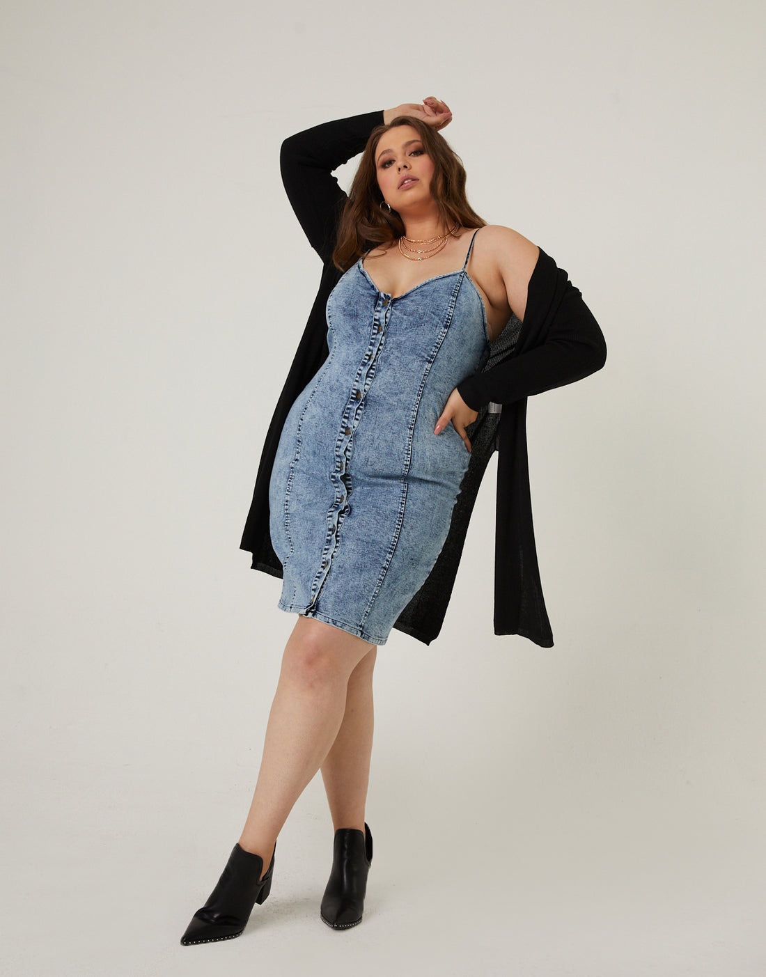 Plus Size Button Down Denim Dress 2020AVE Plus Size Button Down Denim Dress 2020AVE
