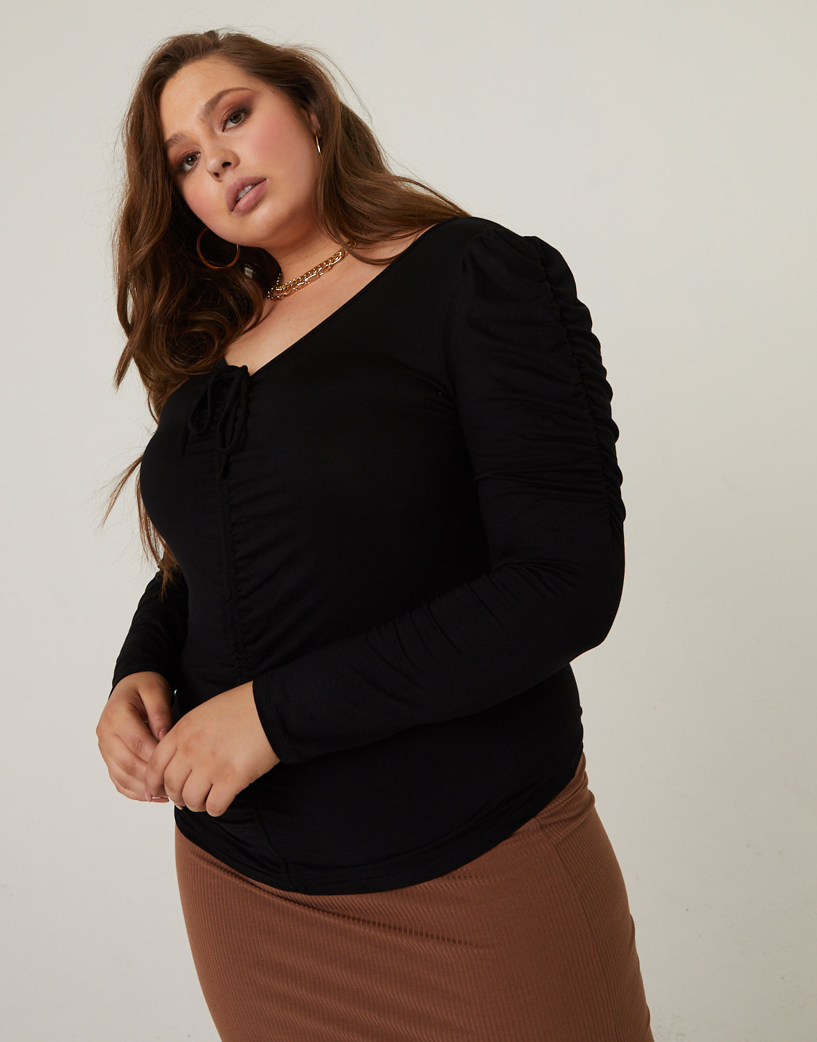 Plus Size Ruched Sleeve Top – 2020AVE