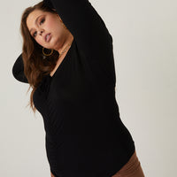 Curve Ruched Sleeve Top Plus Size Tops -2020AVE