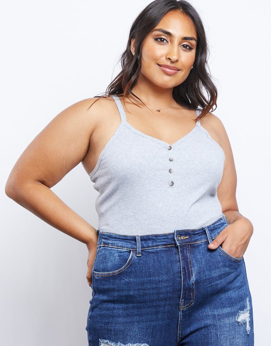 Curve On Average Tank Plus Size Tops Heather Gray XL -2020AVE