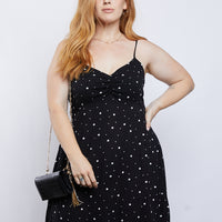 Curve On the Dot Sundress Plus Size Dresses Black 1XL -2020AVE