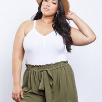 Curve Racer Back Tank Plus Size Tops White 1XL -2020AVE