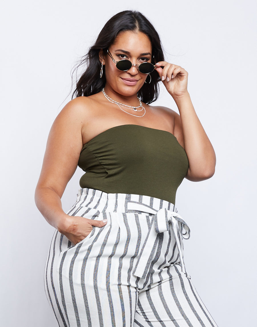 Curve Remi Tube Top Plus Size Tops Olive 1XL -2020AVE