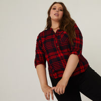 Curve Rory Plaid Top Plus Size Tops Red 1XL -2020AVE