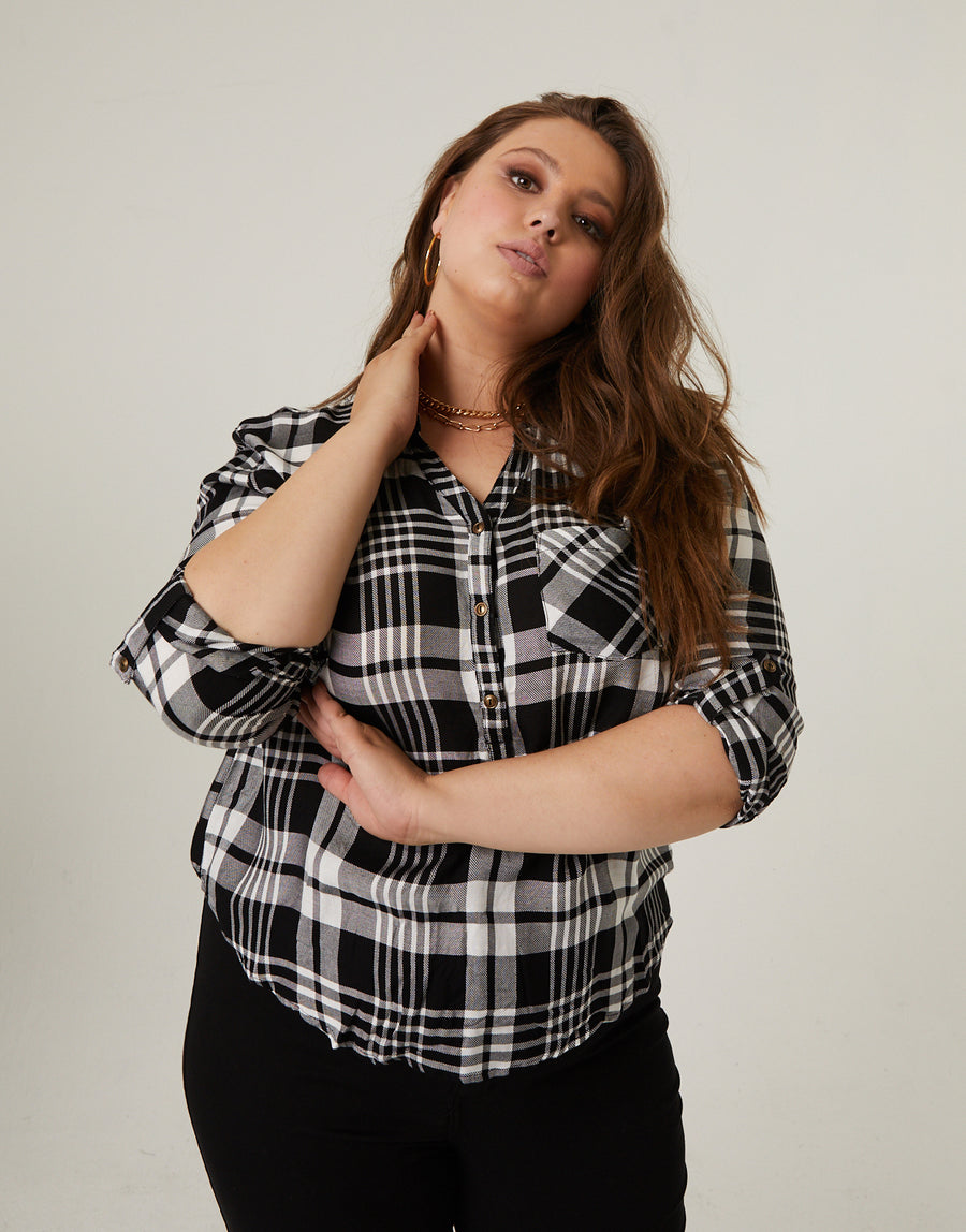 Curve Rory Plaid Top Plus Size Tops -2020AVE