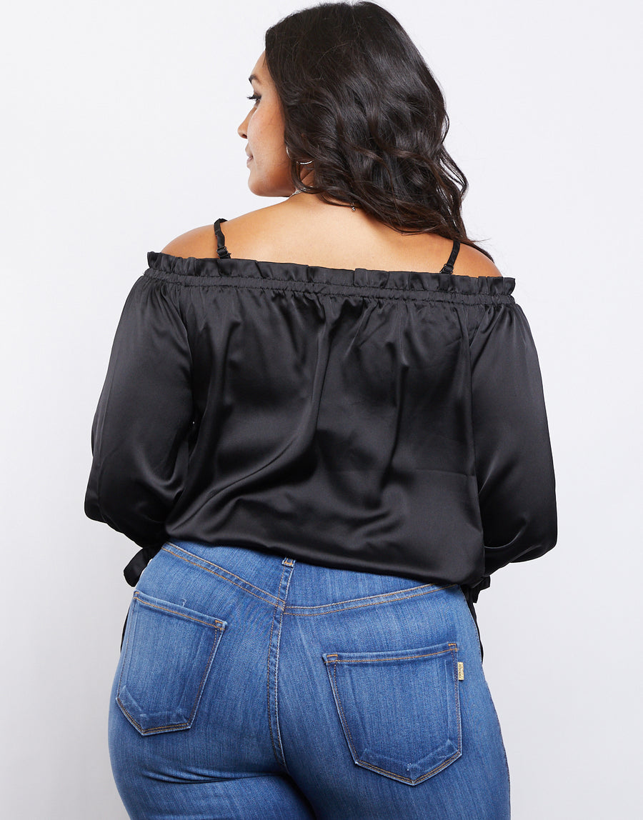 Curve Satin Ruffle Top Plus Size Tops -2020AVE