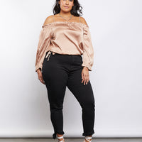 Curve Satin Ruffle Top Plus Size Tops -2020AVE