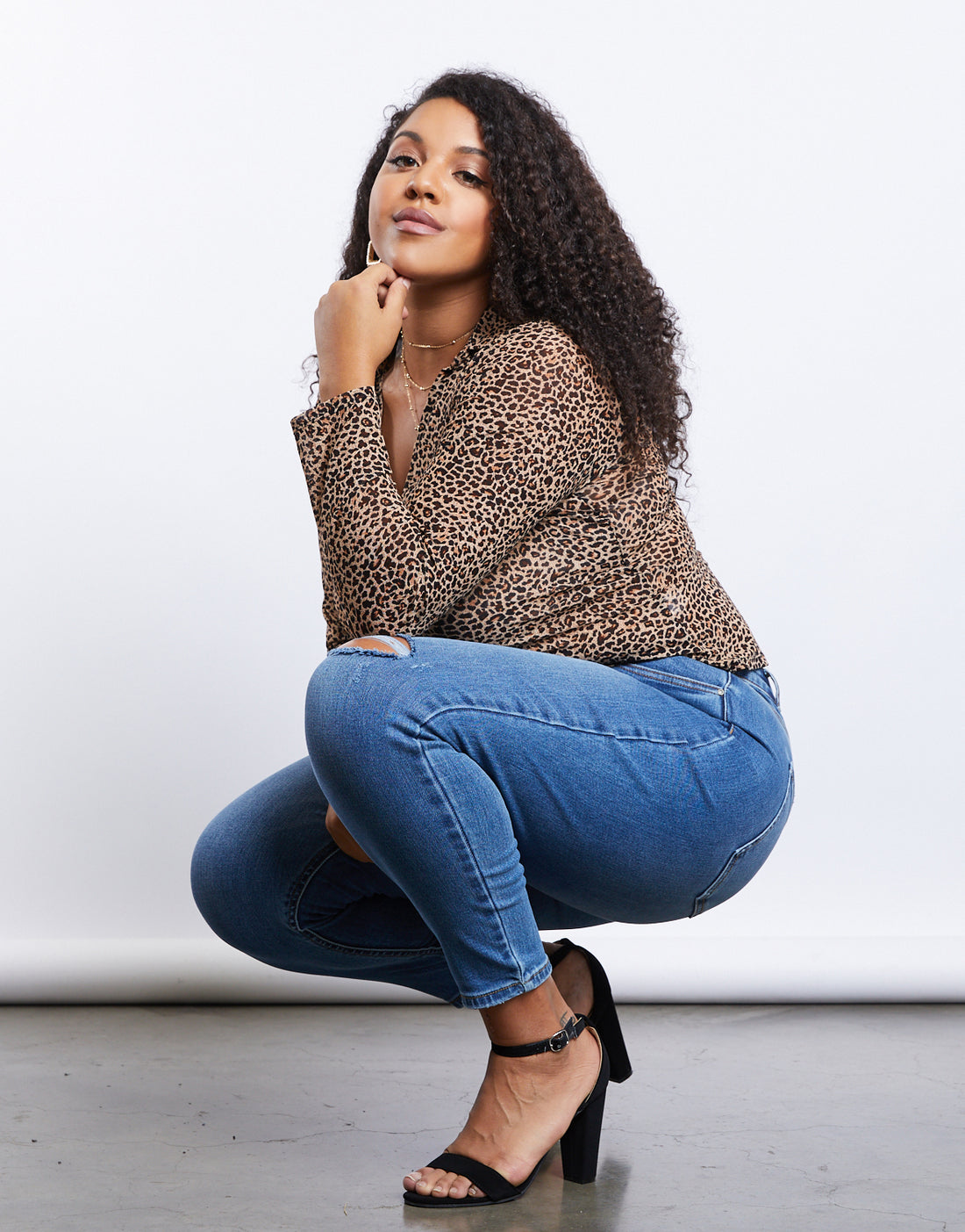 Curve Sheer Leopard Top Plus Size Tops -2020AVE