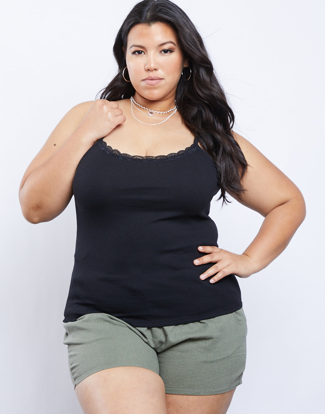Curve Simple And Sweet Tank Plus Size Tops Black XL -2020AVE