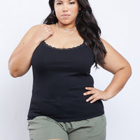 Curve Simple And Sweet Tank Plus Size Tops Black XL -2020AVE