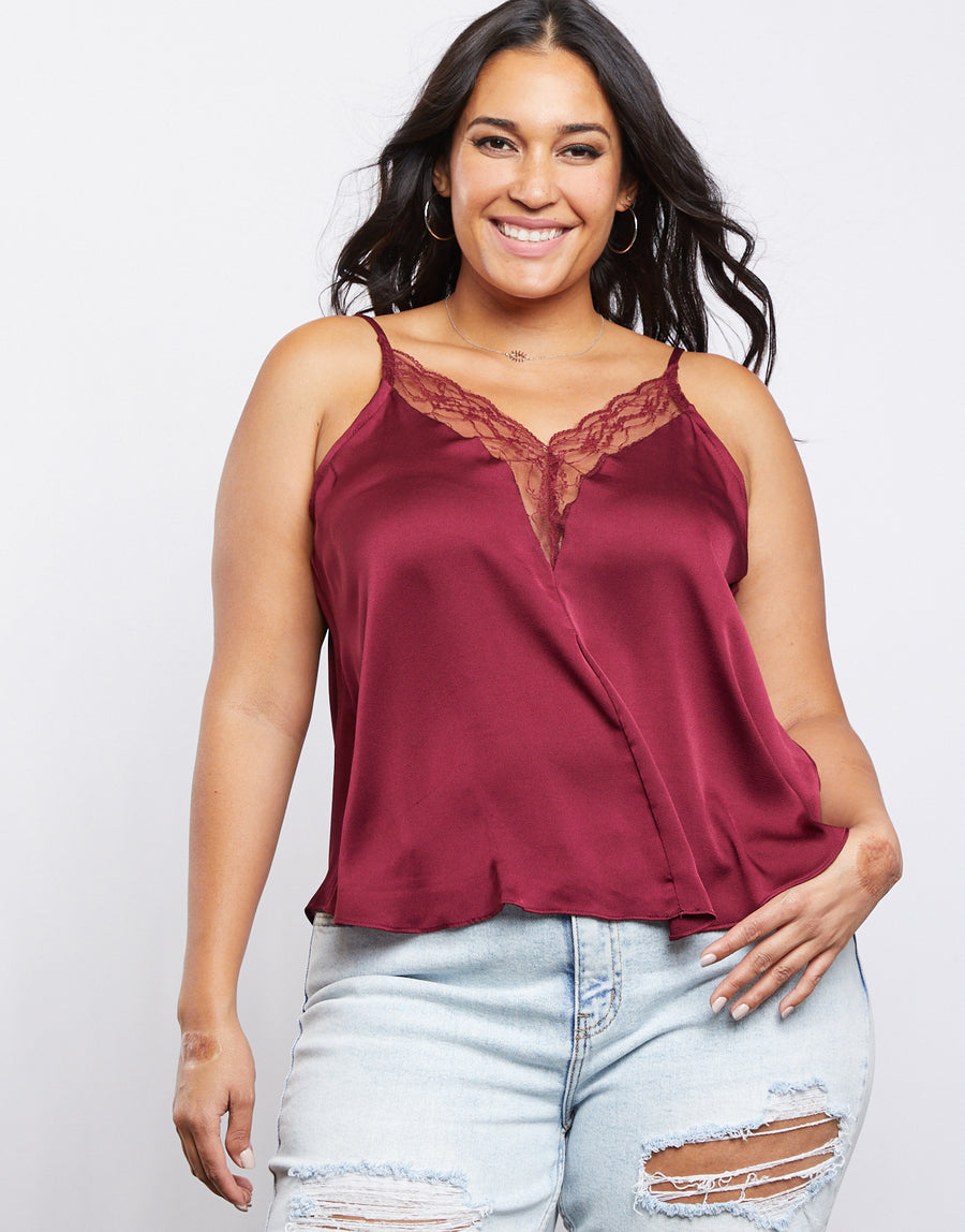 Curve Sleepless Nights Cami Plus Size Tops Wine 1XL -2020AVE