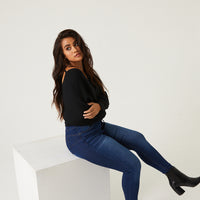 Curve Classic Skinny Jeans Plus Size Bottoms Dark Blue 14 -2020AVE