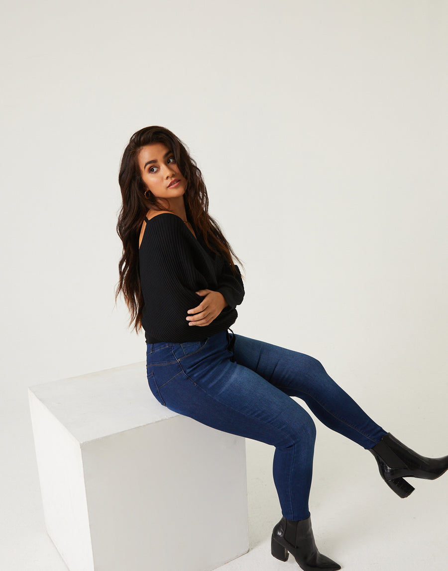 Curve Classic Skinny Jeans Plus Size Bottoms Dark Blue 14 -2020AVE
