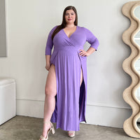 Plus Size Sultry Double Slit Dress Plus Size Dresses Purple 1XL -2020AVE