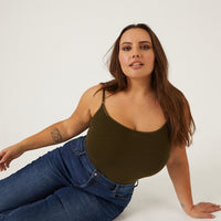 Curve The Essential Cami Plus Size Tops Dark Olive 1XL -2020AVE