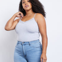 Curve The Lacey Cami Plus Size Tops Light Gray 1XL -2020AVE