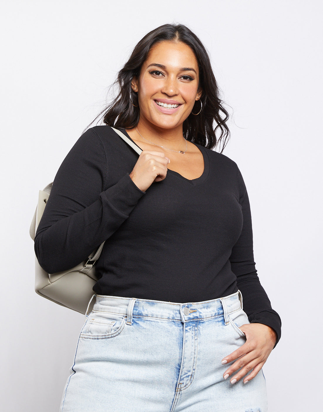 Curve Thermal Long Sleeve Top Plus Size Tops Black 1XL -2020AVE