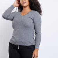 Curve Thermal Long Sleeve Top Plus Size Tops Gray 1XL -2020AVE