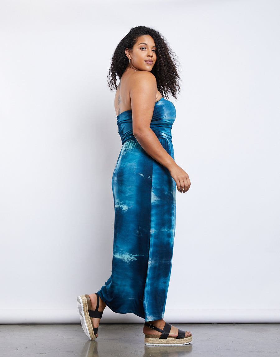 Curve Tie Dye Maxi Dress Plus Size Dresses -2020AVE
