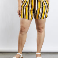 Curve Freya Multicolored Striped Shorts Plus Size Bottoms -2020AVE