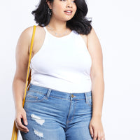 Curve Alexis High Neck Top Plus Size Tops White 1XL -2020AVE