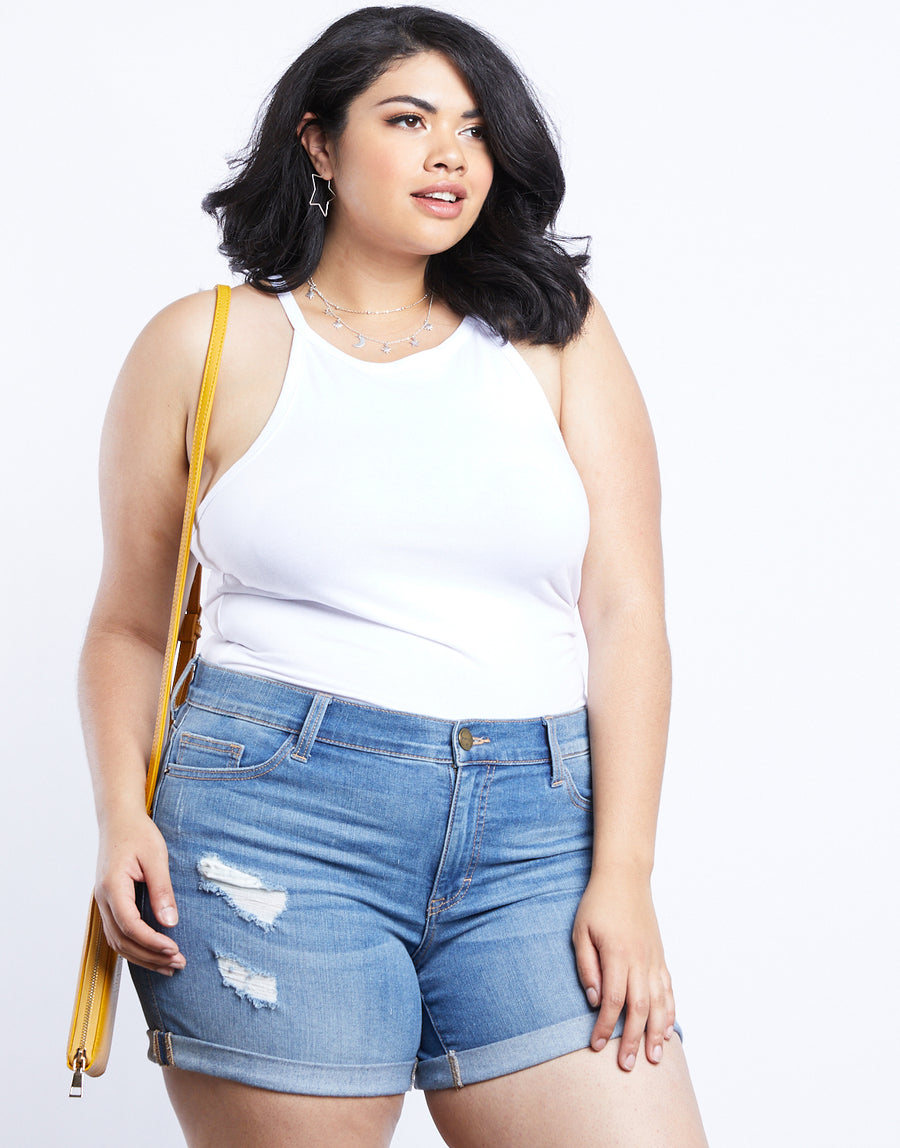 Curve Alexis High Neck Top Plus Size Tops White 1XL -2020AVE