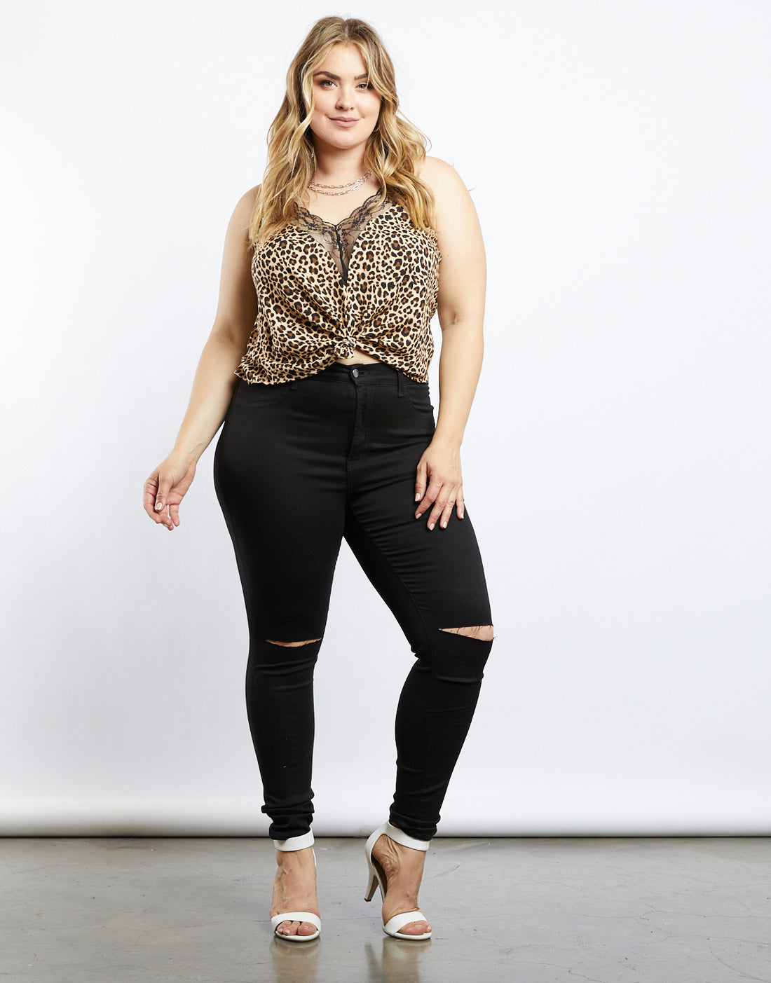 Curve Arie High Rise Skinny Jeans Plus Size Bottoms Black 1XL -2020AVE