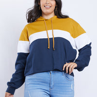Curve Ava Colorblock Hoodie Plus Size Tops Mustard 1XL -2020AVE