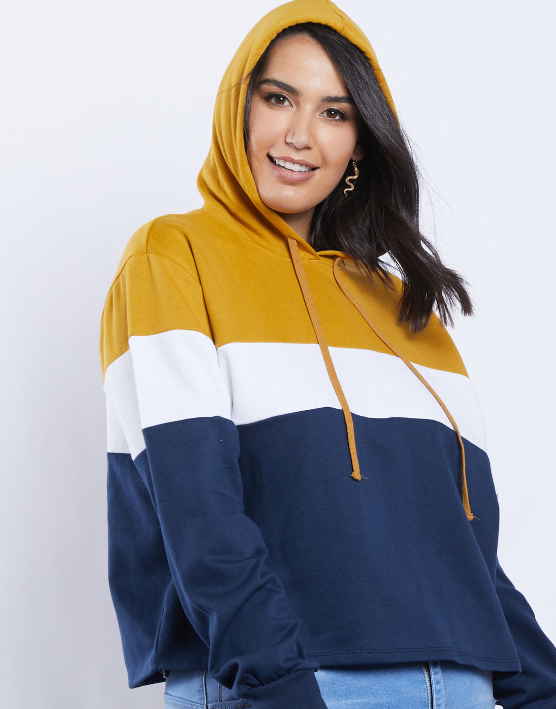 Curve Ava Colorblock Hoodie Plus Size Tops -2020AVE