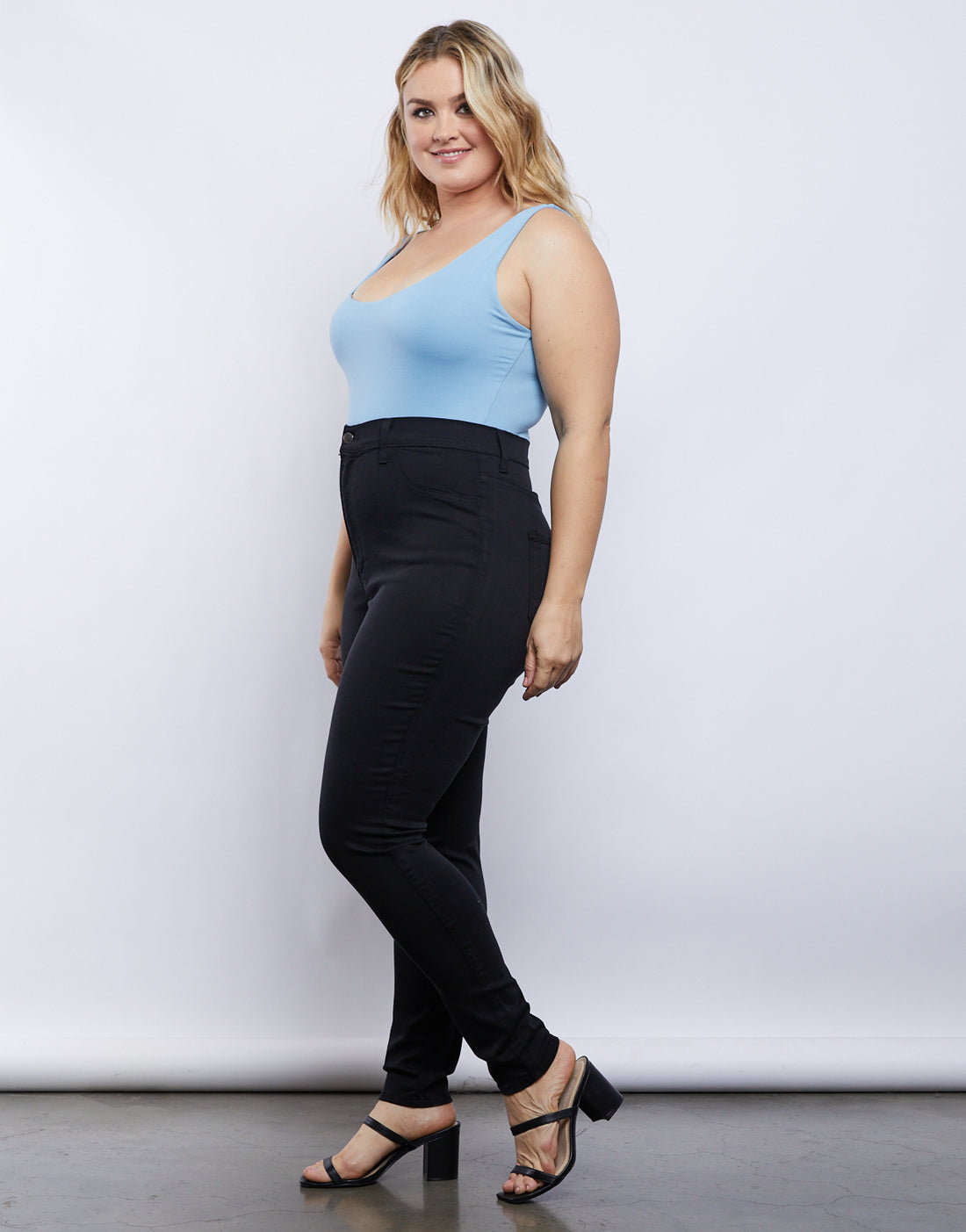 Curve Avery Sleeveless Bodysuit Plus Size Tops Sky Blue 1XL -2020AVE