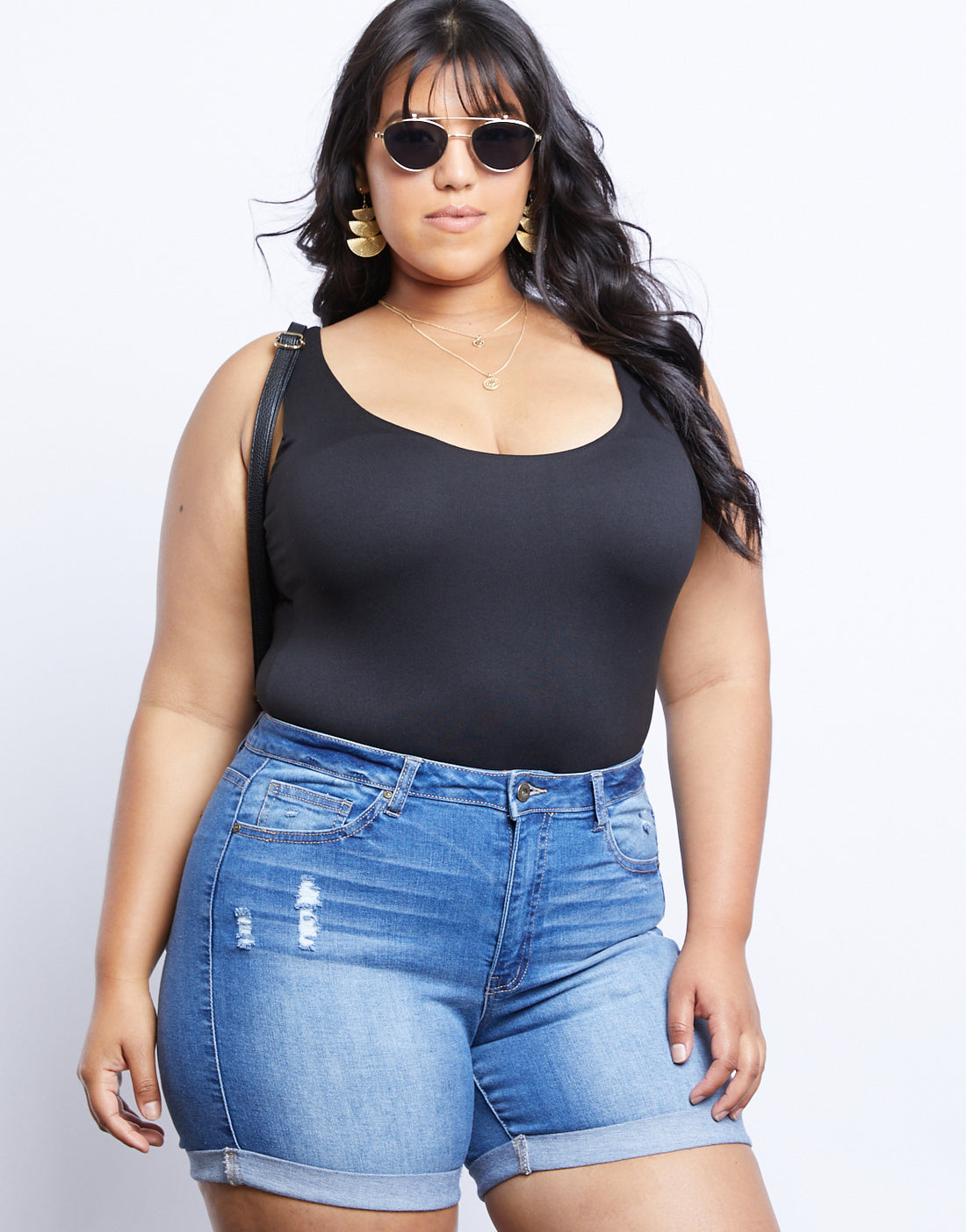 Curve Avery Sleeveless Bodysuit Plus Size Tops Black 1XL -2020AVE