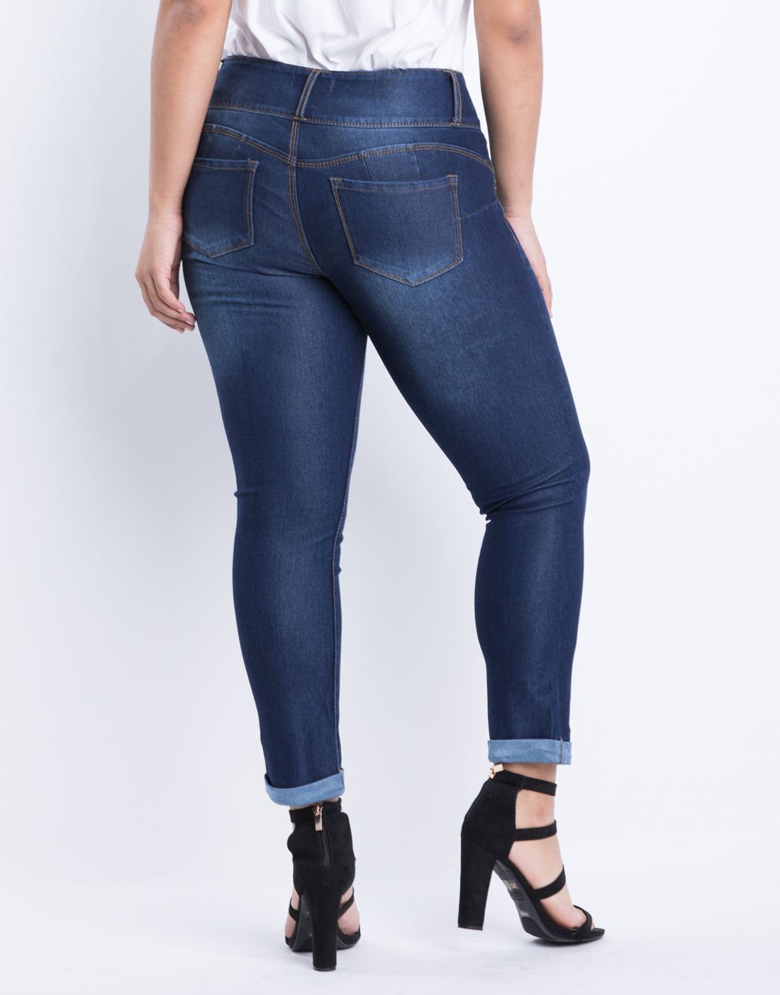 Plus Size Buttoned Up Cuffed Skinny Jeans – 2020AVE