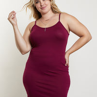 Curve Cami Bodycon Dress Plus Size Dresses Wine 1XL -2020AVE