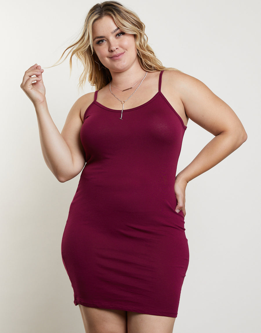 Curve Cami Bodycon Dress Plus Size Dresses Wine 1XL -2020AVE