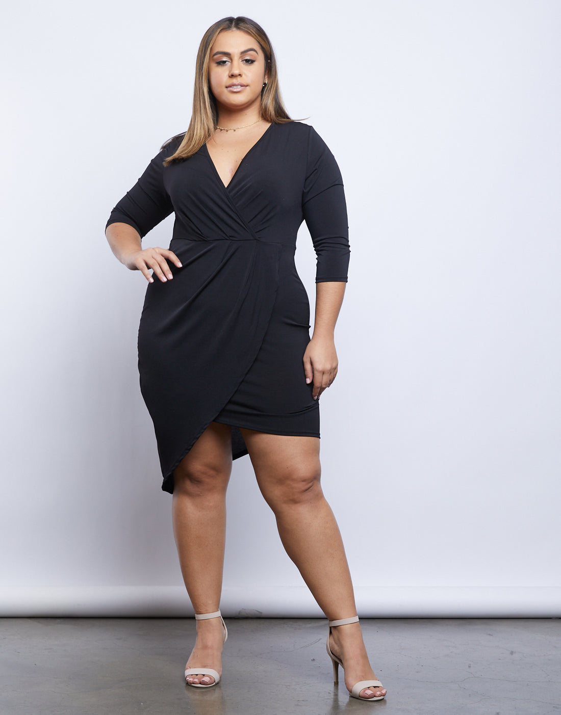 Curve Celeste Asymmetrical Dress Plus Size Dresses Black 1XL -2020AVE