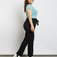 Curve Chloe High Waisted Paper Bag Pants Plus Size Bottoms -2020AVE