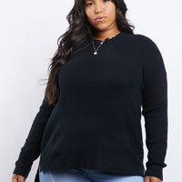 Curve Comfy Girl Sweater Plus Size Tops Black 1XL -2020AVE