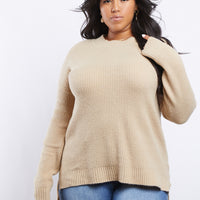 Curve Comfy Girl Sweater Plus Size Tops Sand 1XL -2020AVE