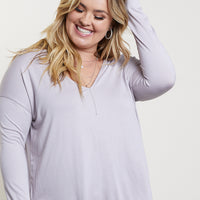 Curve Cozy Long Sleeve Tee Plus Size Tops Lilac 1XL -2020AVE