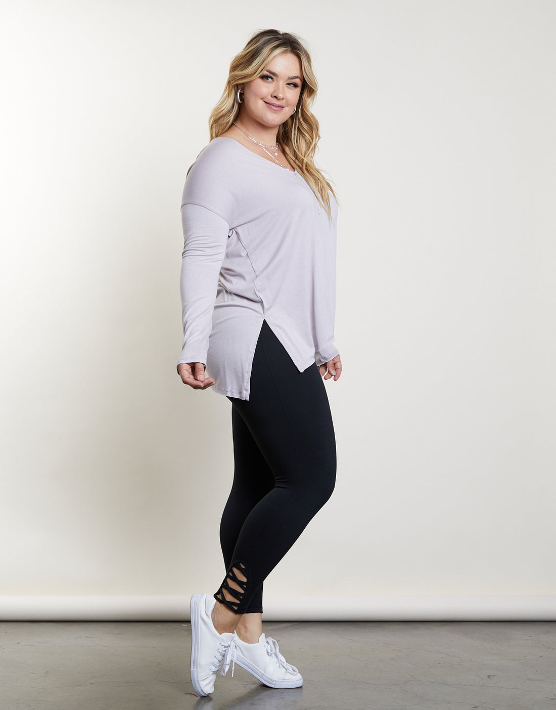 Curve Cozy Long Sleeve Tee Plus Size Tops -2020AVE