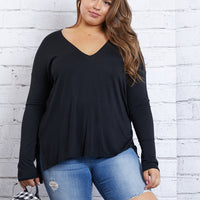 Curve Cozy Long Sleeve Tee Plus Size Tops -2020AVE