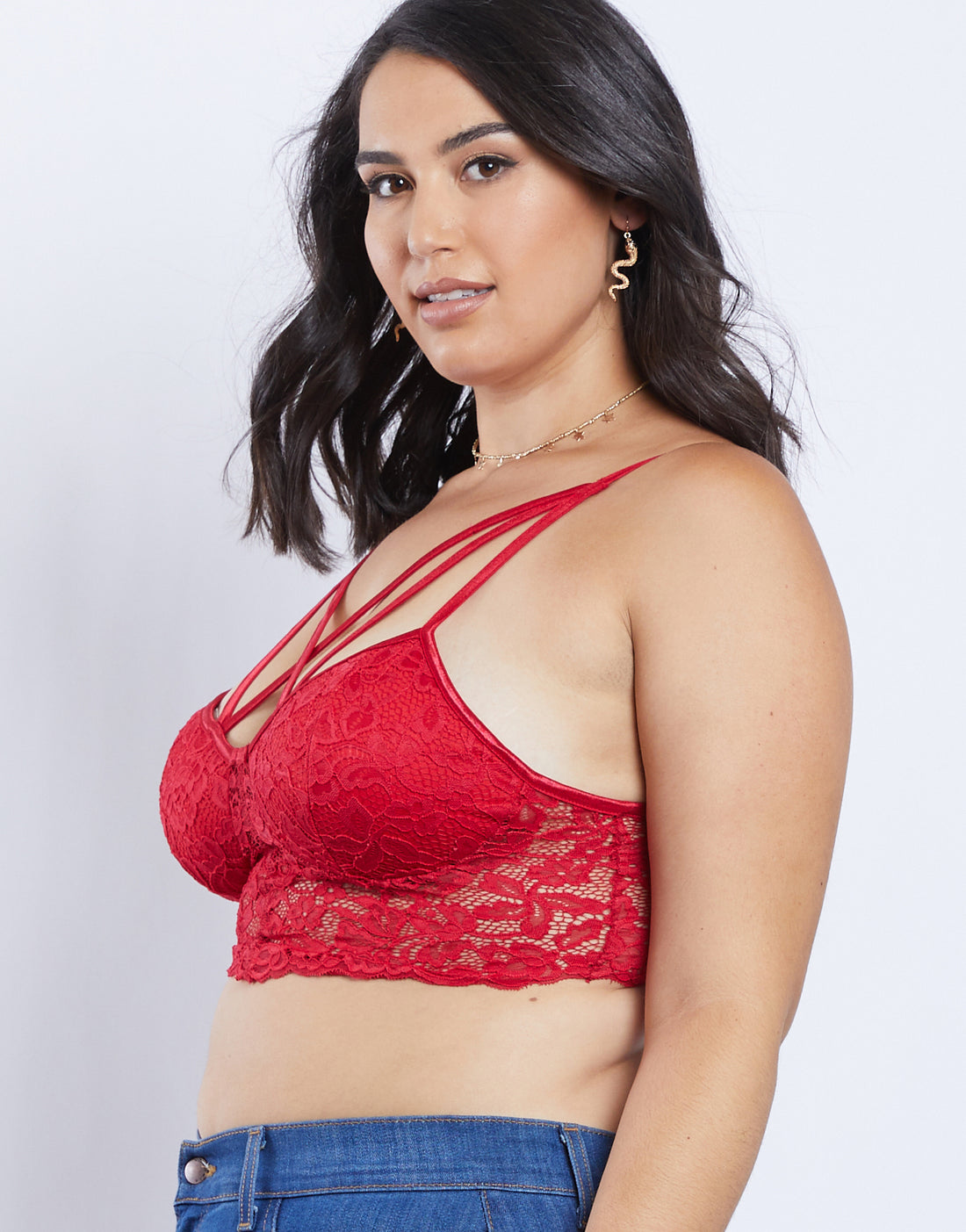 Curve Crossover Lace Bralette Plus Size Intimates -2020AVE